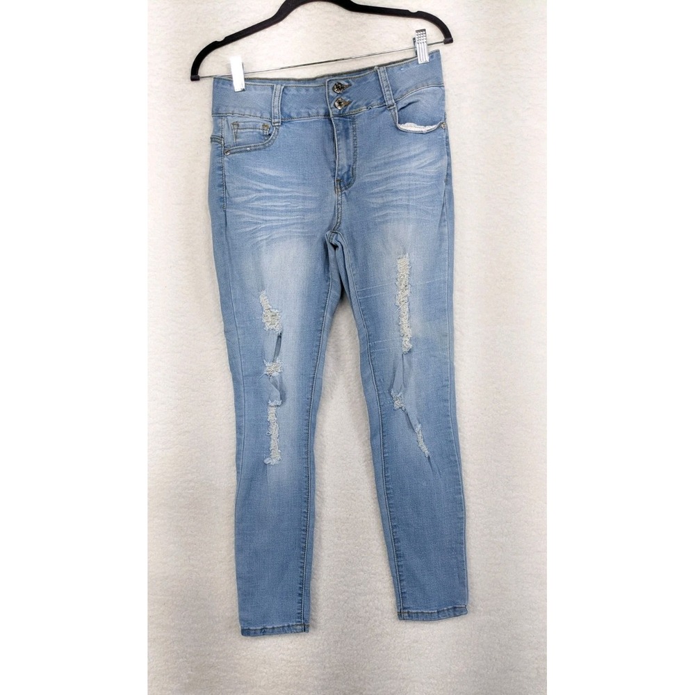 Blue Republic Jeans Denim Blue Women's Mid‎ Rise Skinny Ripped Distressed 9
